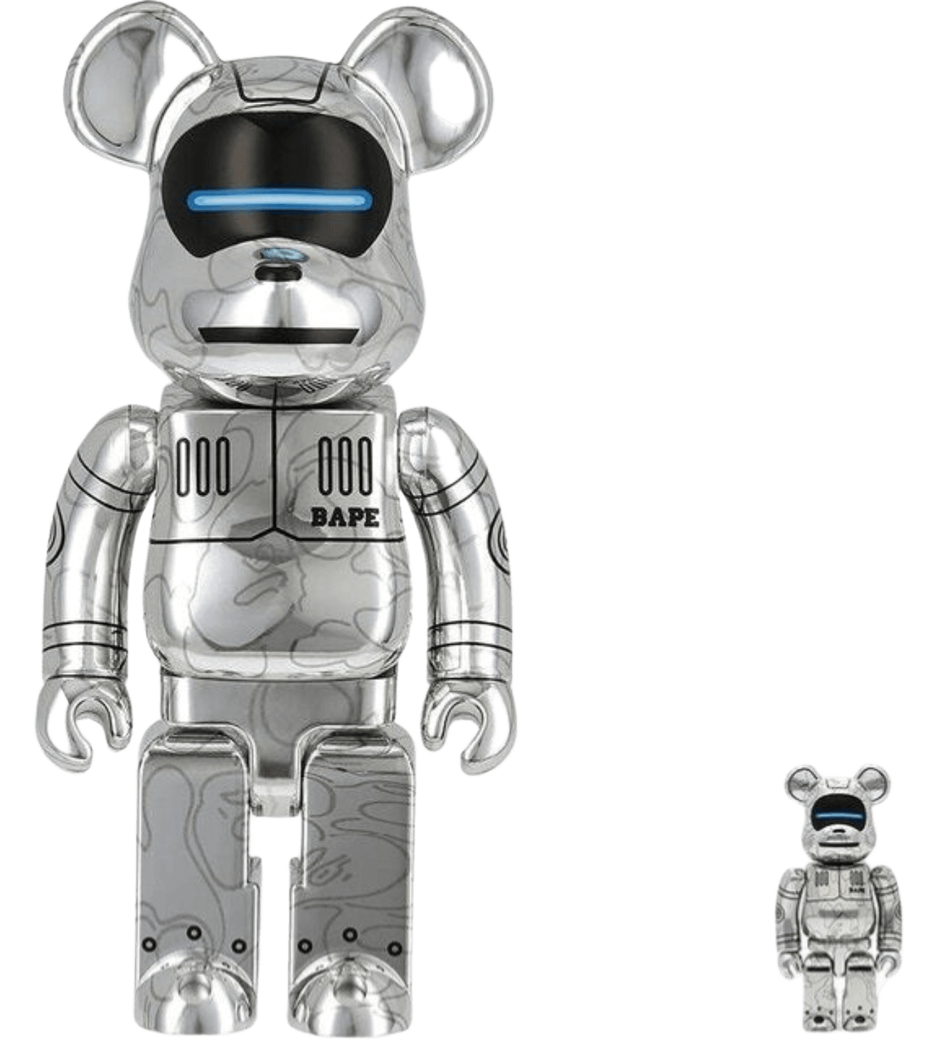 Hajime Sorayama | BAPE Baby Milo 100% & 400% Set (Silver) | Buy