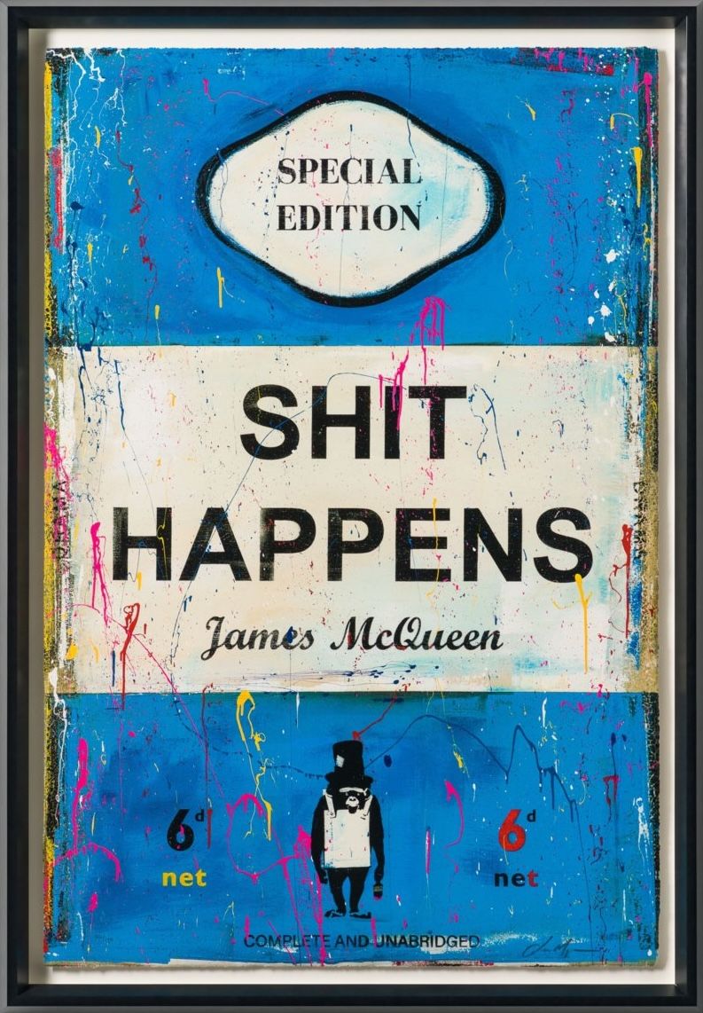 James A2版 アートポスター Happens Shit ジェームズ・マックイーン　 McQueen Pinguin Funny Print, Giclee Art Fine Happens, Shit - その他