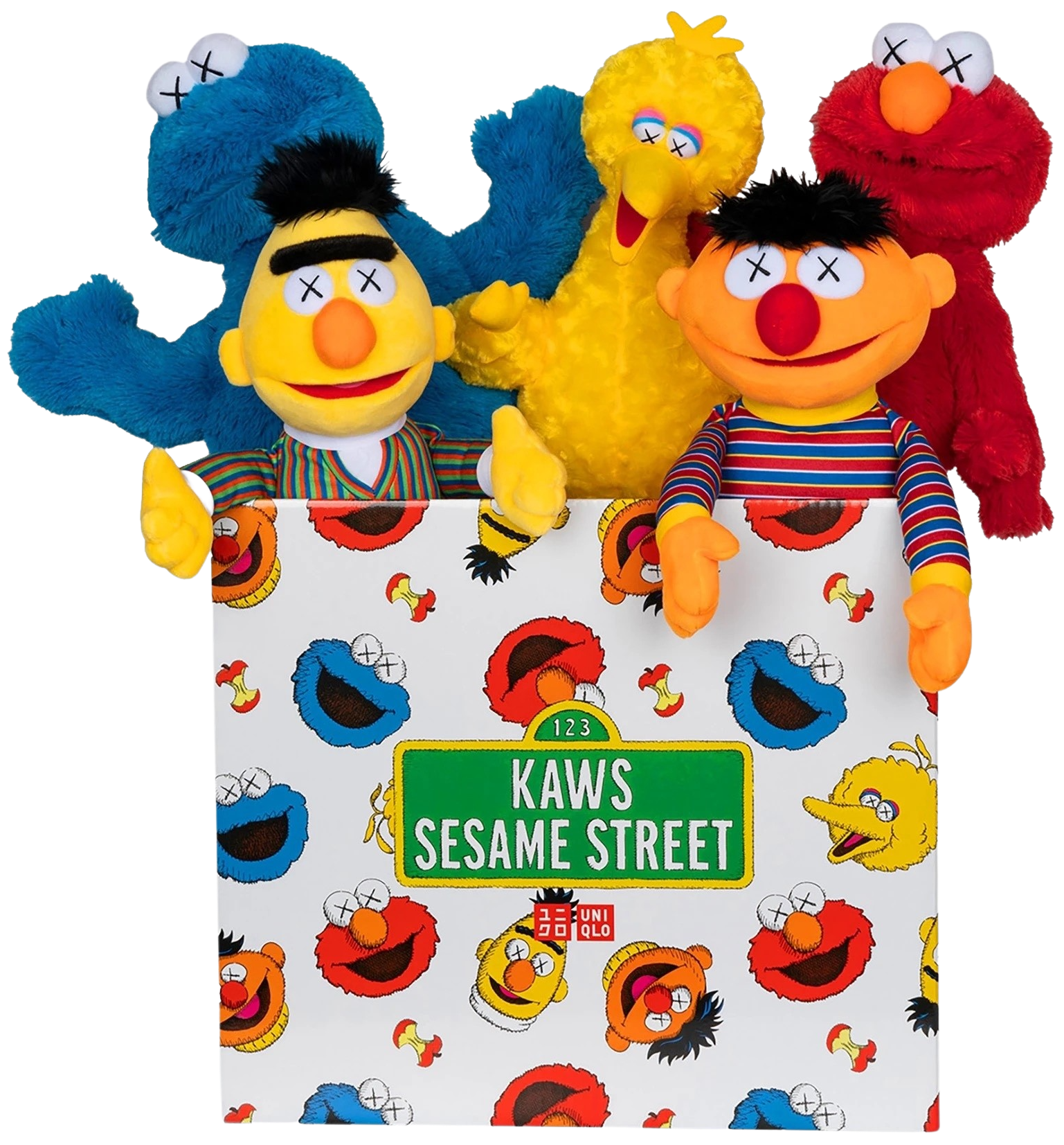 UNIQLO KAWS × SESAME STREET コンプリートボックス Sesame-Street-Uniqlo-Plush-Toy-Complete-Box-Set Collectible by