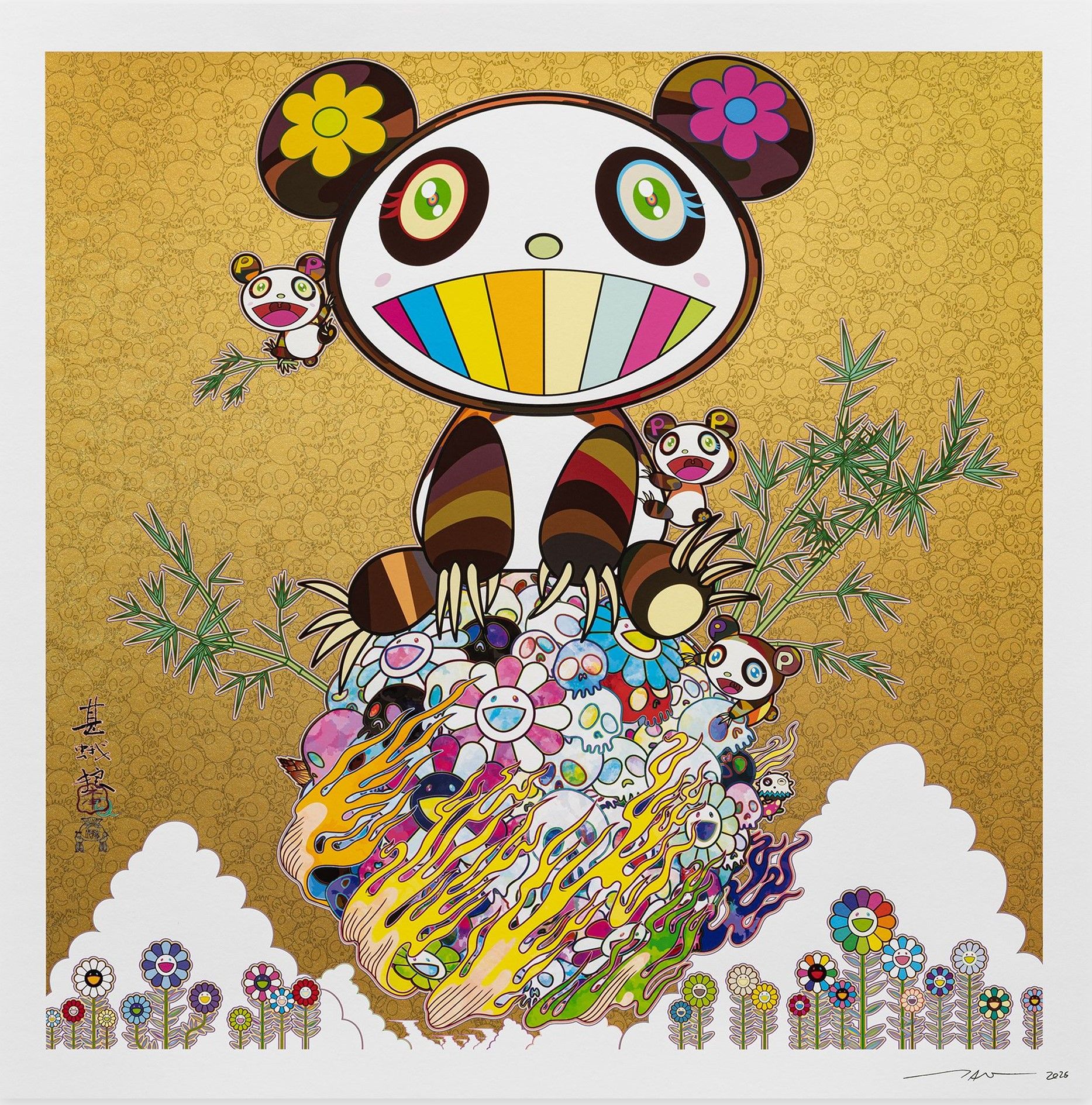 Takashi Murakami | Mid-summer Pandas Golden Sky, 2021 Print