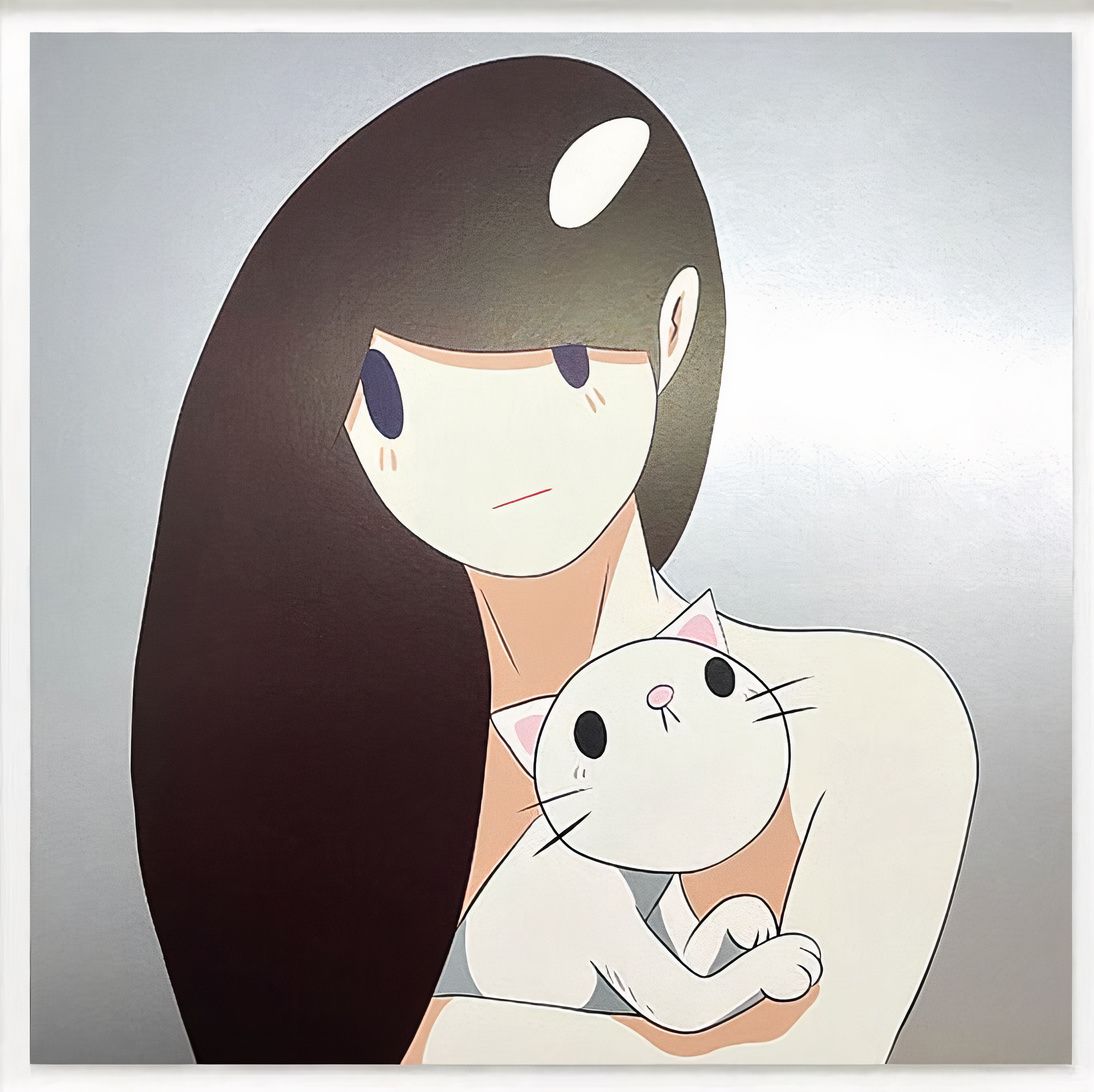 現代アート天野タケル サイン入COA付『Venus with cat』1205F Takeru_Amano_Venus_and_Cat_Sil