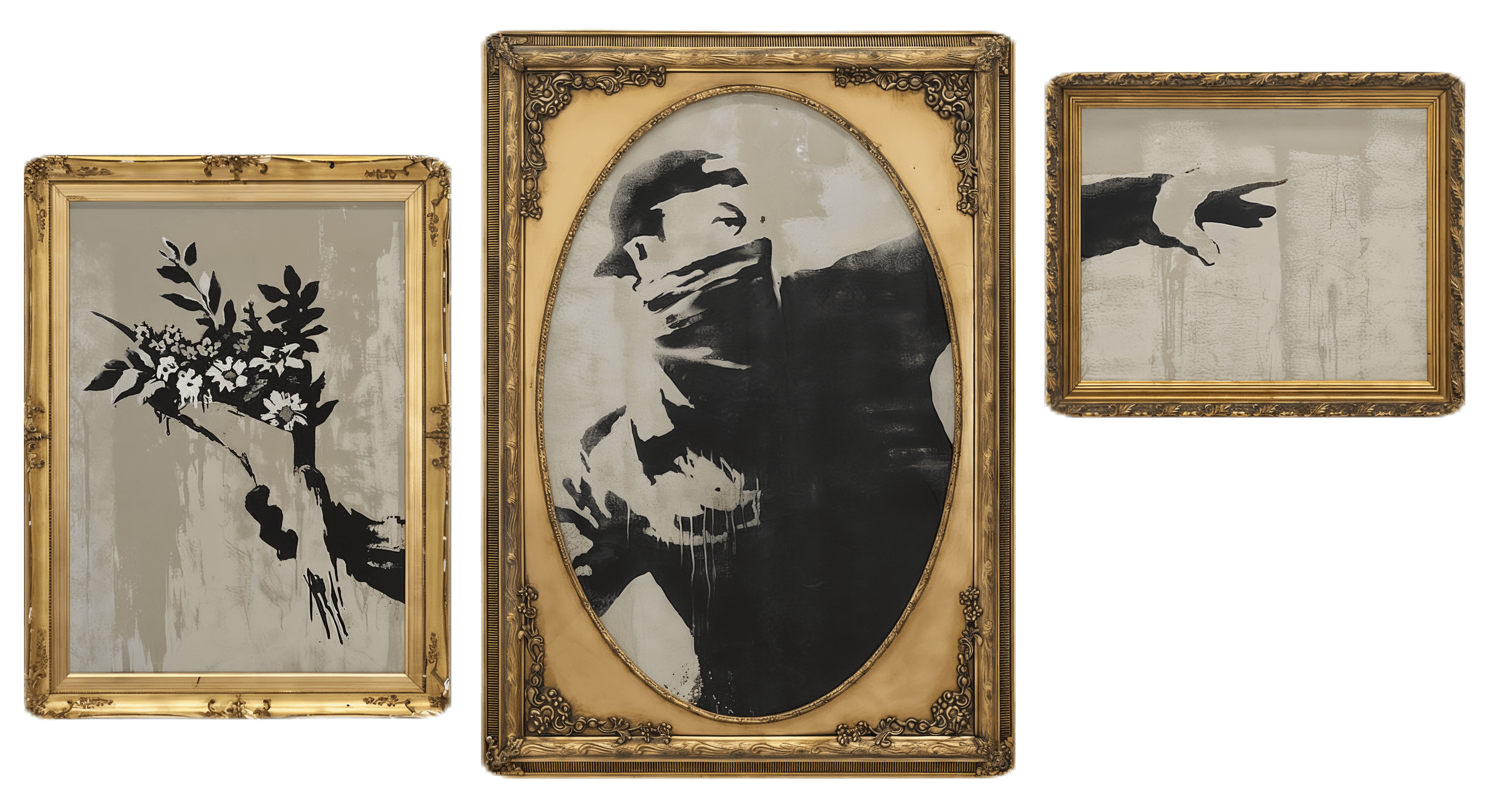 Banksy - Flower Thrower Triptych, 2019