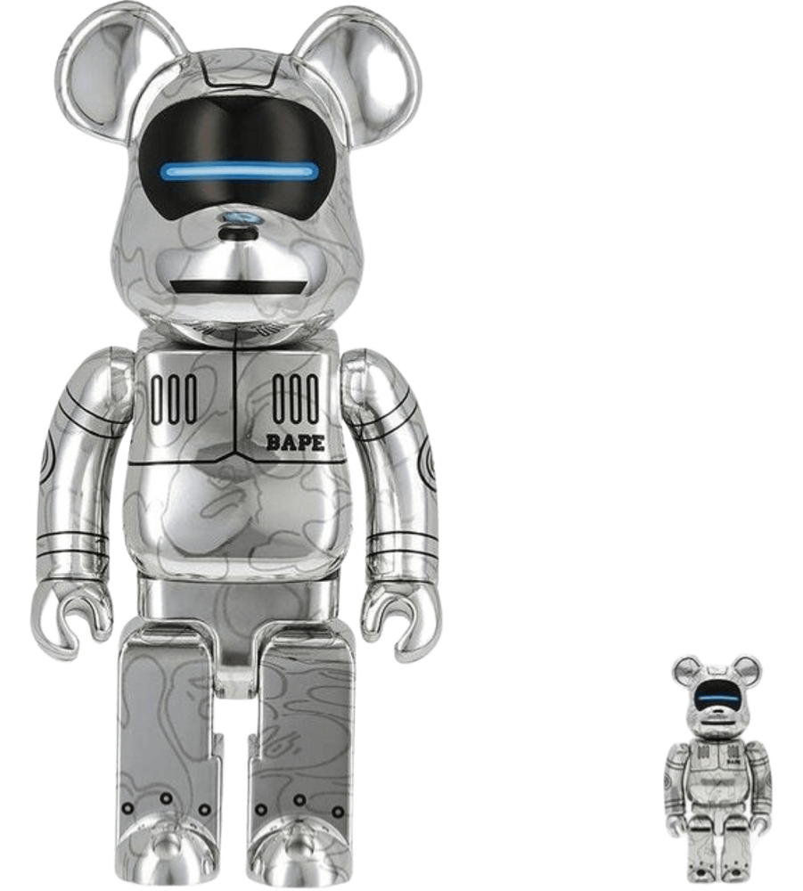 Hajime Sorayama | BAPE Baby Milo 100% & 400% Set (Silver) | Buy