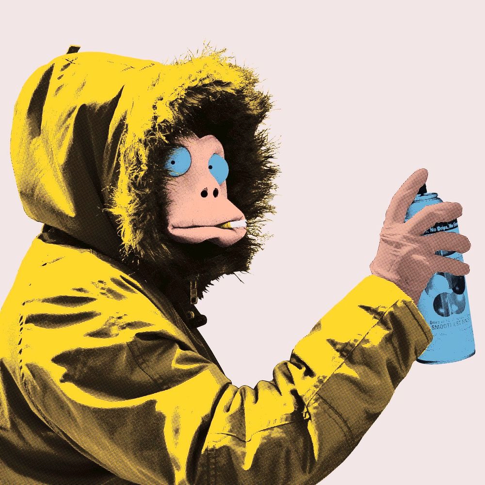 Banksy, Icon, Monkey Mask Session, Yellow/Violet, 2022