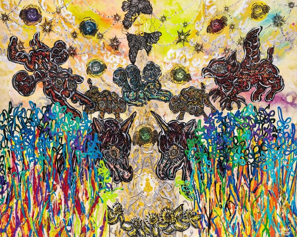 小松美羽版画【Sacred Connectedness】ED372 large_Miwa_Komatsu_Sacred_Conn