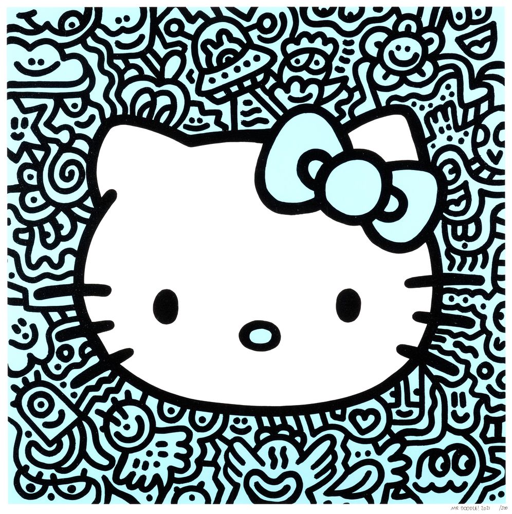 真作保証 Mr.Doodle ミスタードゥードゥル ブルー キティ ジークレー large_Mr_Doodle_Kitty_Blue_1_c