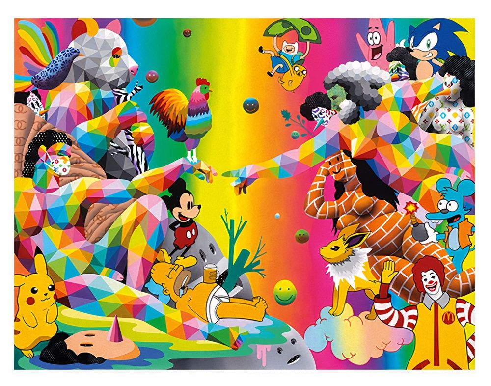 Living In 2 Worlds At Once Print by Okuda (Oscar San Miguel Erice