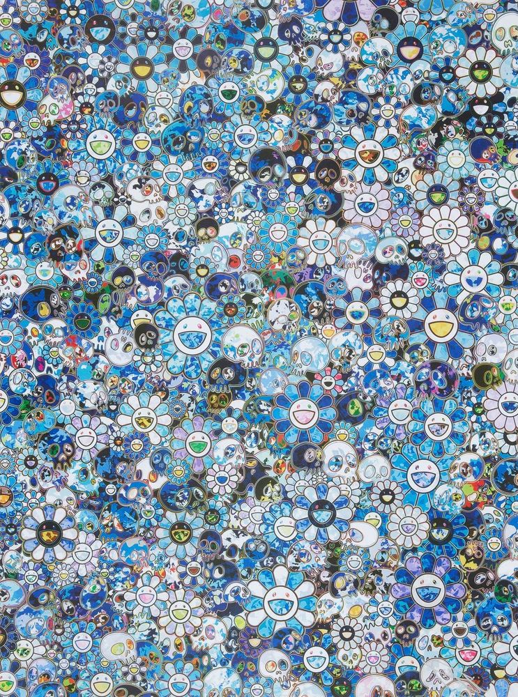 Blue Flower & Skulls Print by Takashi Murakami - Buy & Sell