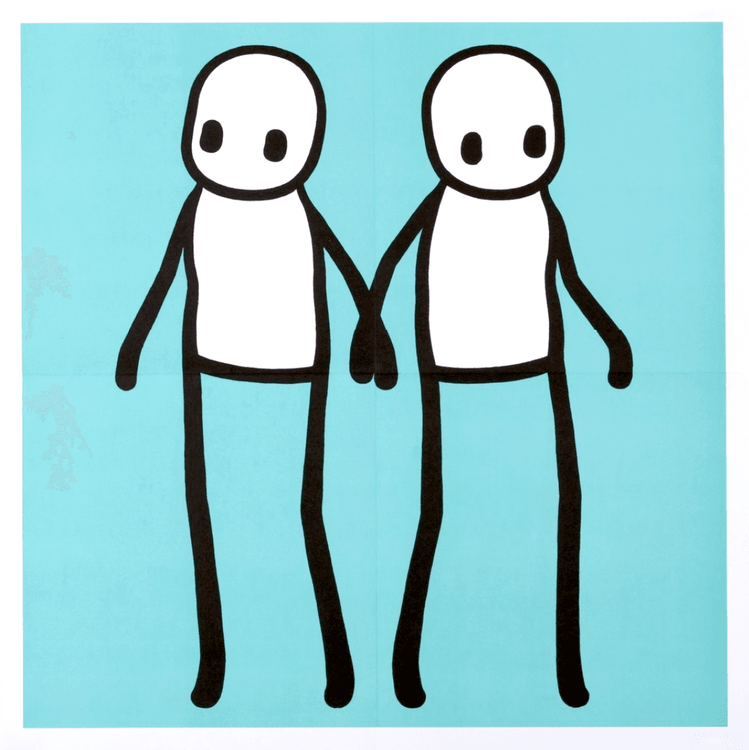 UK限定 STIK Hackney Today ポスター Holding Hands (Blue - Hackney Today) Print by Stik - Buy & Sell