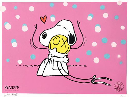 André Saraiva | Snoopy Hugs Mr. A (Hand Finished Pink) | Buy